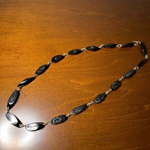 Vintage Black Coral And 12kt Gold Chain Necklace